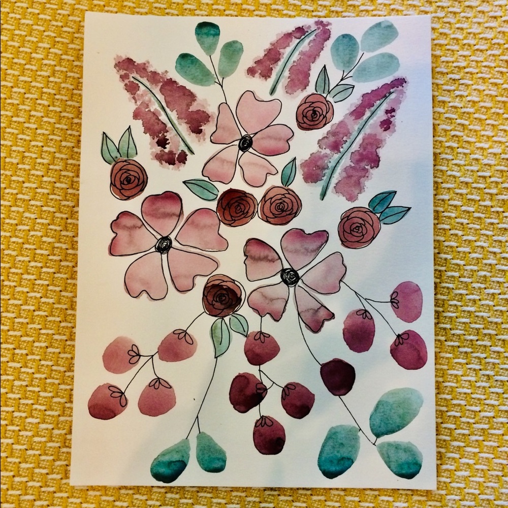 Hand painted watercolor floral art